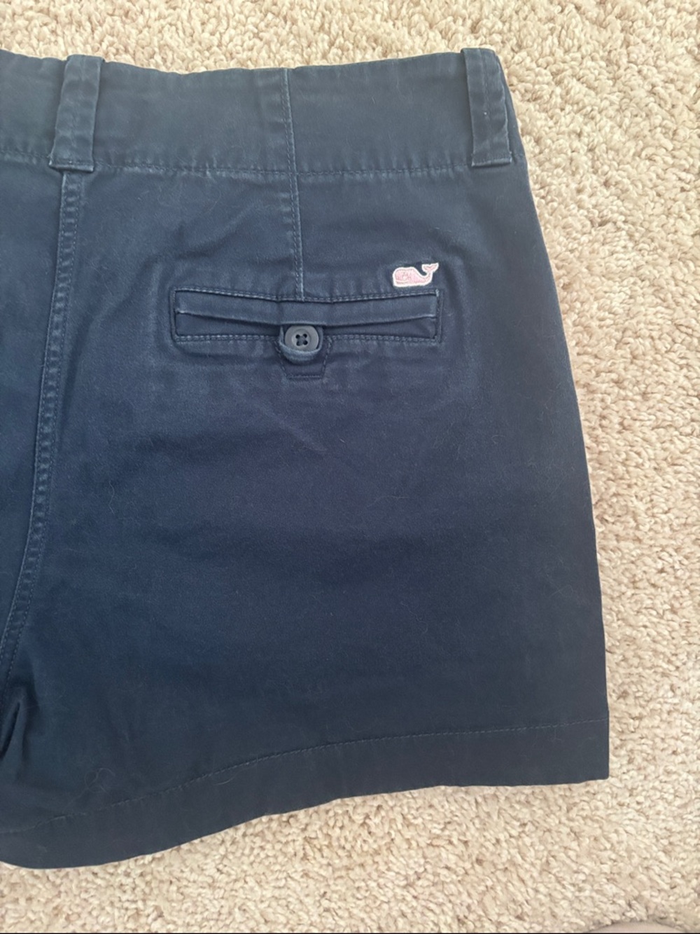 Vineyard Vines Navy Cotton Shorts with Whale Patch